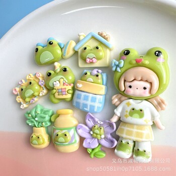 10 ΤΕΜ Ρητίνης Πολύχρωμο Cloud Angel Girl Frog Series House Flatback Cabochon Figurine Scrapbook DIY Keychain Accessorie Craft