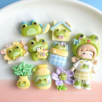 10 ΤΕΜ Ρητίνης Πολύχρωμο Cloud Angel Girl Frog Series House Flatback Cabochon Figurine Scrapbook DIY Keychain Accessorie Craft