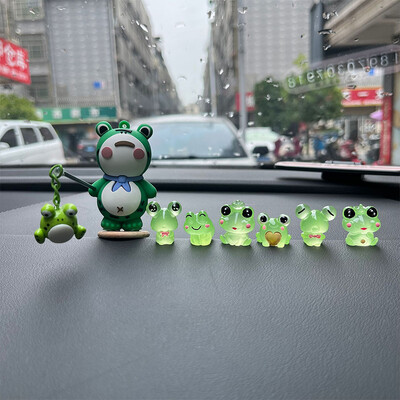 6/7Pcs Lonely Frog Cartoon Автоматична централна конзола Декорация Офис бюро Аксесоари за екран на компютър Кукла Подарък