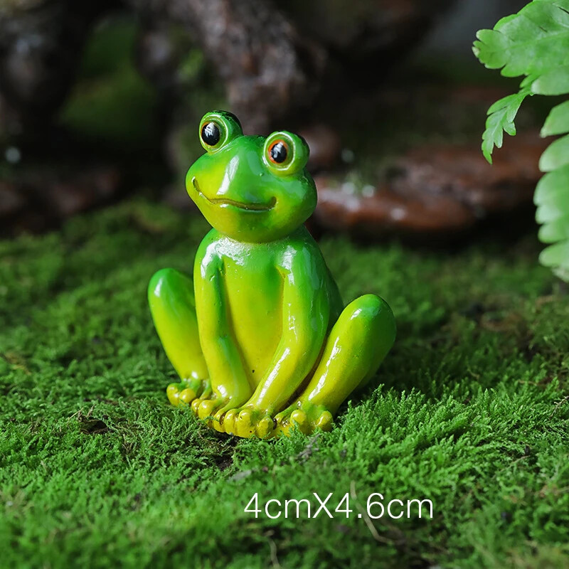 Mini figurine cu broasca Decoratiuni pentru ghiveci Ornament cu broasca de gradina din rasina verde Desene animate realiste cu micropeisaj