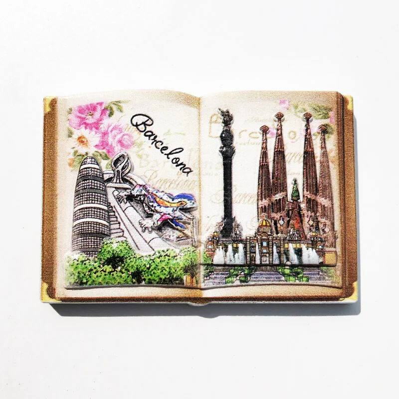 Spanyolország Utazás Ajándéktárgyak Barcelona hűtőmágnesek Sagrada Família Hűtőmatricák Otthoni dekoráció Esküvői Ajándékok Fényképes falmatricák