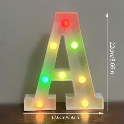22CM abecedné písmená LED svetlá meniace farbu svetiel dekoračné batériové nočné svetlo pre domácu svadbu, narodeniny, vianočnú párty dekoráciu