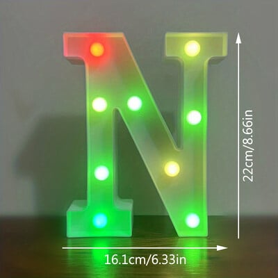 22CM abecedné písmená LED svetlá meniace farbu svetiel dekoračné batériové nočné svetlo pre domácu svadbu, narodeniny, vianočnú párty dekoráciu