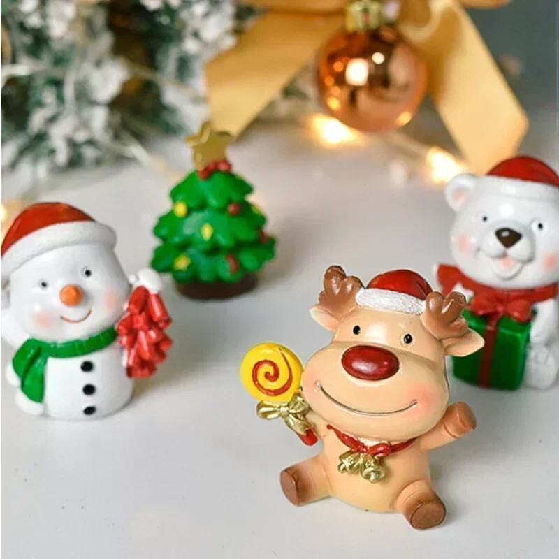Figúrky zvierat, tučniak, pes, medveď, slon, sob, žaba, Santa Claus, snehuliak, strom, figúrka, živica, remeslá, darček pre deti, hračky