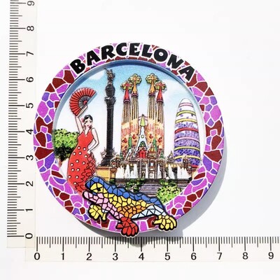 Oraș turistic spaniol Barcelona arte decorative creative magnet autocolant frigider mesaj umanist 3D