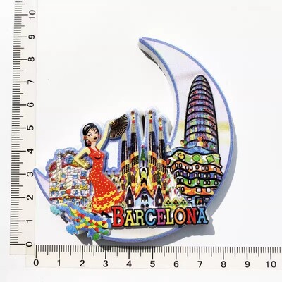 Oraș turistic spaniol Barcelona arte decorative creative magnet autocolant frigider mesaj umanist 3D