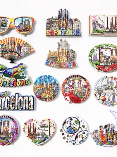 Španjolski turistički grad Barcelona kreativna dekorativna umjetnost magnet hladnjak naljepnica humanistička 3D poruka