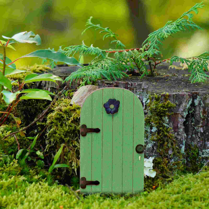 3 bucăți poarta zânelor ornament de grădină decor uși din lemn decor miniatura ciot de copac frumos pentru exterior