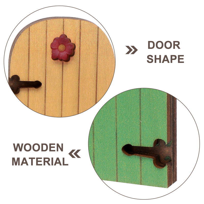 3 bucăți poarta zânelor ornament de grădină decor uși din lemn decor miniatura ciot de copac frumos pentru exterior
