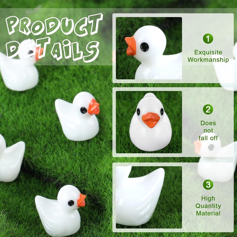 50/100 ks DIY drobné figúrky kačiek mini živicové kačky pre domácu hru mikro krajinka + domček pre bábiky DIY akvárium dekorácia