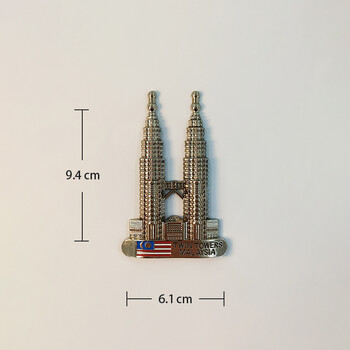 Μαλαισία Creative Metal Refrigerator Αυτοκόλλητο The Twin Towers Malaysia Refrigerator Magnet Χειροποίητη ζωγραφική Διακόσμηση σπιτιού