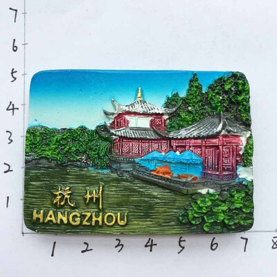 Čína 3D Hangzhou West Lake Turistické suveníry Magnetické nálepky na chladničku Cestovné darčeky Magnetické nálepky Cestovné darčeky