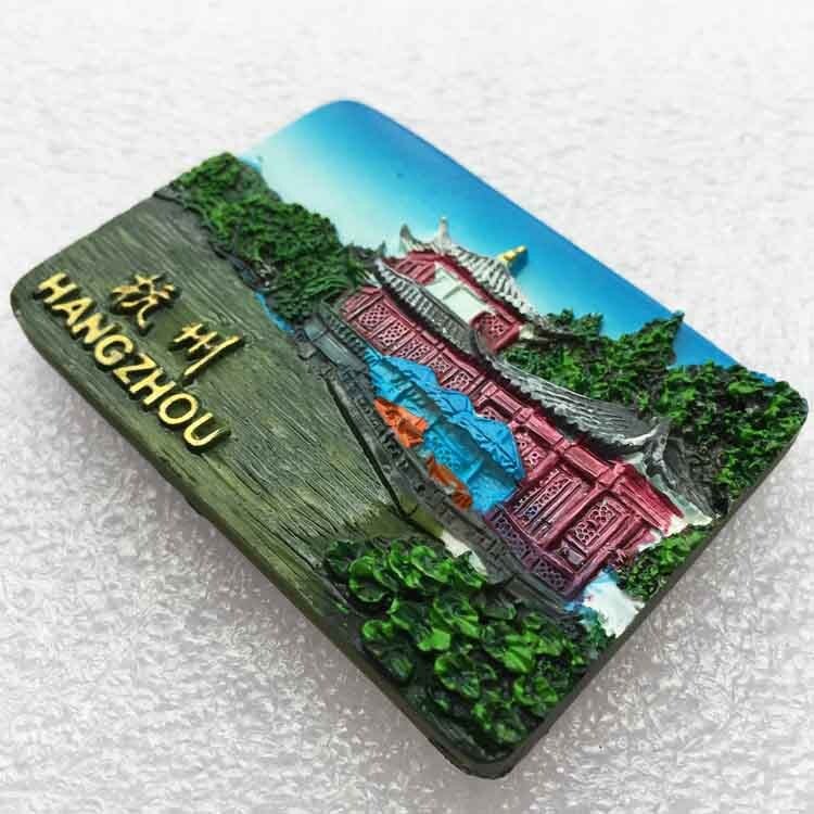 Čína 3D Hangzhou West Lake Turistické suveníry Magnetické nálepky na chladničku Cestovné darčeky Magnetické nálepky Cestovné darčeky