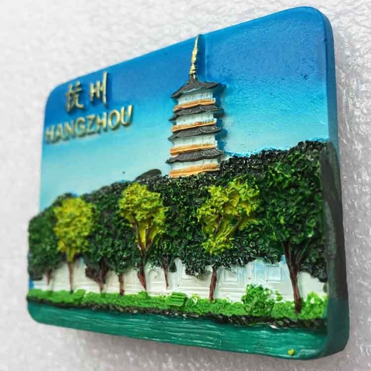 Čína 3D Hangzhou West Lake Turistické suveníry Magnetické nálepky na chladničku Cestovné darčeky Magnetické nálepky Cestovné darčeky