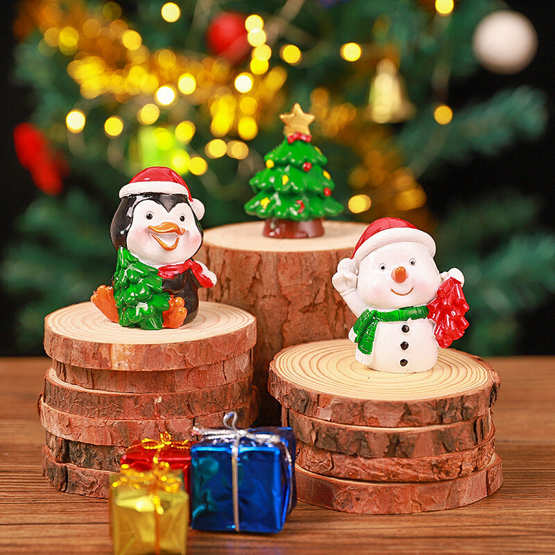 1 ks živicové mini vianočné figúrky Santa Claus snehuliak tučniak kreslené zviera malé ozdoby DIY mikro krajinky dekorácie na stôl