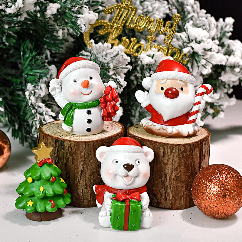 1 ks živicové mini vianočné figúrky Santa Claus snehuliak tučniak kreslené zviera malé ozdoby DIY mikro krajinky dekorácie na stôl