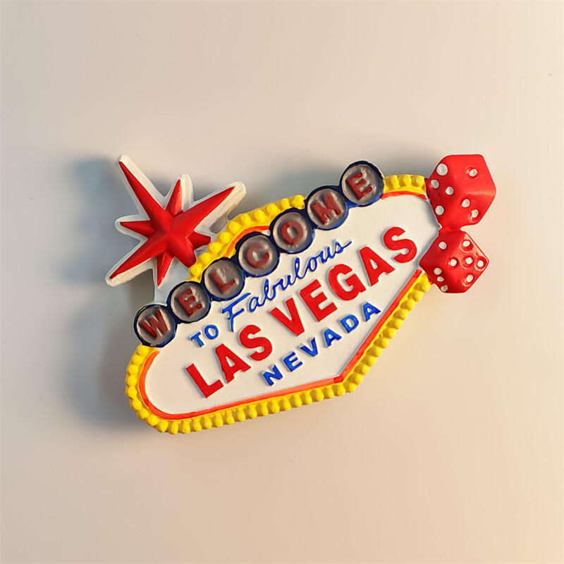 Amerika, Las Vegasas, Lempos ženklas, 3D stereoskopinis, turizmo suvenyrai, dažymas derva, namų dekoravimas, šaldytuvo magnetai
