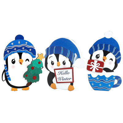 Kalėdinė miela stalviršio statula Sniego senio pingvinų festivalio Stalviršio figūrėlė Rankų darbo animacinių filmų stalo papuošalai vakarėliui dekoruoti