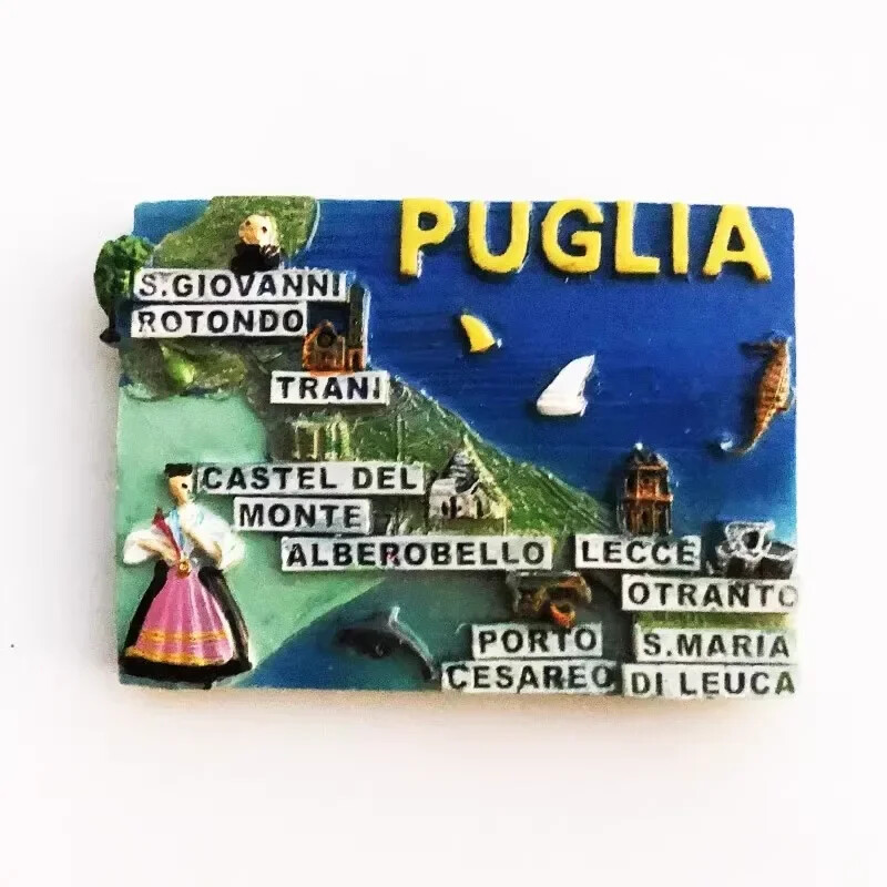 Taliansko Magnety na chladničku Vieste Matera Bari Tropea Peschici Alberobello Suveníry na cestách Darčeky Nálepky na chladničku