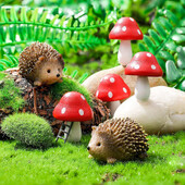 Vonkajšia rozprávková divoká záhrada Živicové ježkovia a drevené huby Príslušenstvo Miniatúrna záhrada pre rastliny Bonsai Remeselné dekorácie Pomôcky