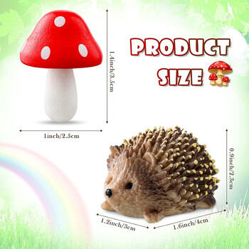 Εξωτερική Fairy Wild Garden Resin Hedgehogs and Wood Mushroom Accessories Miniature Garden for Plant Bonsai Craft Decor Supplies