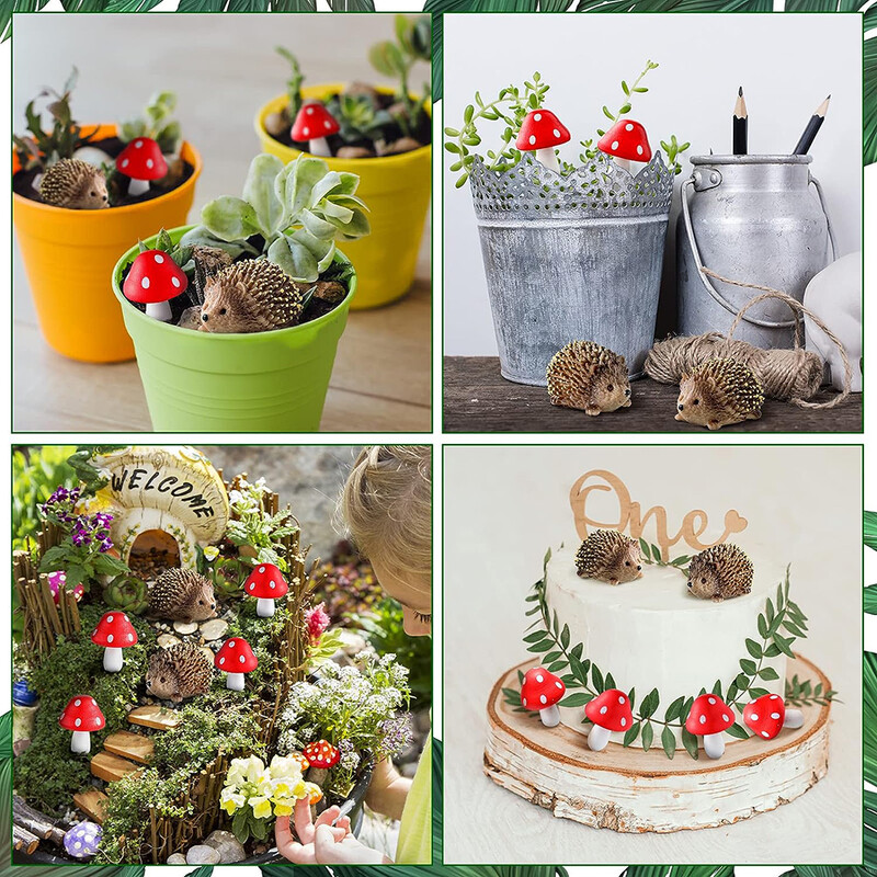 Vonkajšia rozprávková divoká záhrada Živicové ježkovia a drevené huby Príslušenstvo Miniatúrna záhrada pre rastliny Bonsai Remeselné dekorácie Pomôcky