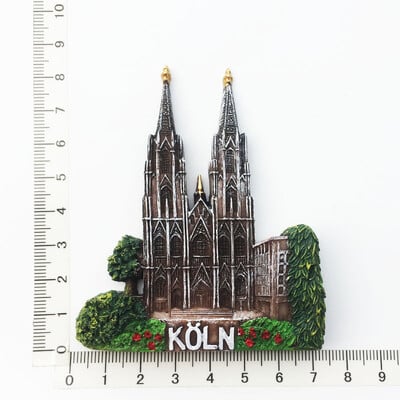 Ručne maľované 3D magnety na chladničku s kolínskou katedrálou, Nemecko, turistické suveníry, magnetické nálepky na chladničku