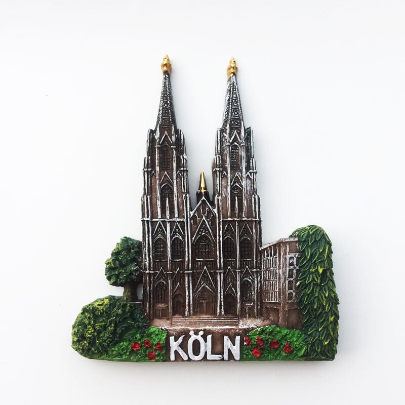 Ručne maľované 3D magnety na chladničku s kolínskou katedrálou, Nemecko, turistické suveníry, magnetické nálepky na chladničku