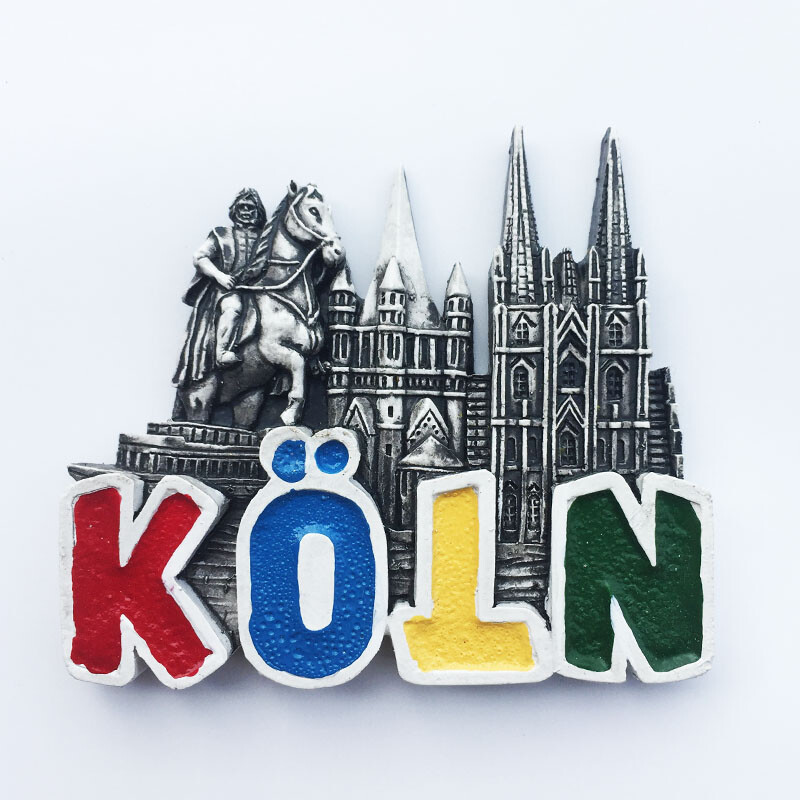 Ručne maľované 3D magnety na chladničku s kolínskou katedrálou, Nemecko, turistické suveníry, magnetické nálepky na chladničku