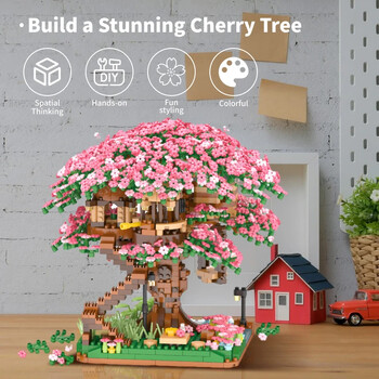 Μίνι δομικά στοιχεία Μίνι Sakura Tree House Μοντέλο Δομικά τετράγωνα Επιτραπέζια βοτανική διακόσμηση Παιχνίδια για παιδιά Δώρα για κορίτσια