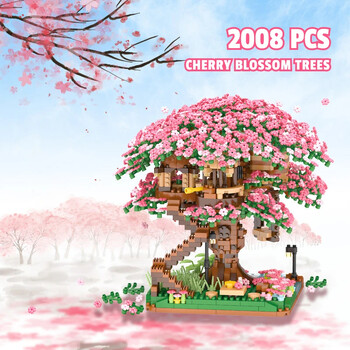 Μίνι δομικά στοιχεία Μίνι Sakura Tree House Μοντέλο Δομικά τετράγωνα Επιτραπέζια βοτανική διακόσμηση Παιχνίδια για παιδιά Δώρα για κορίτσια