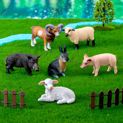 Figūriņas Miniatūras Simulētas fermas cūkas aitas Dzīvnieki Mikro ainavu rotājumi mājas dekorēšanai Dekorācijas istabas aksesuāri
