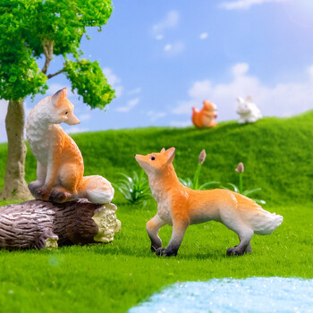 Figurines Miniatures Simulated Fox Animal Micro στολίδια τοπίου για διακόσμηση σπιτιού Διακόσμηση δωματίου Αξεσουάρ γραφείου Kawaii