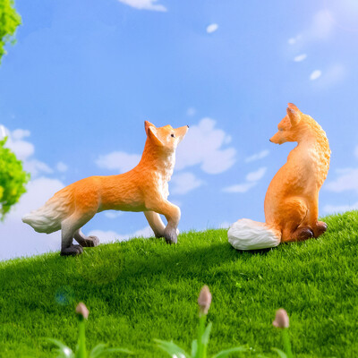 Figurines Miniatures Simulated Fox Animal Micro στολίδια τοπίου για διακόσμηση σπιτιού Διακόσμηση δωματίου Αξεσουάρ γραφείου Kawaii