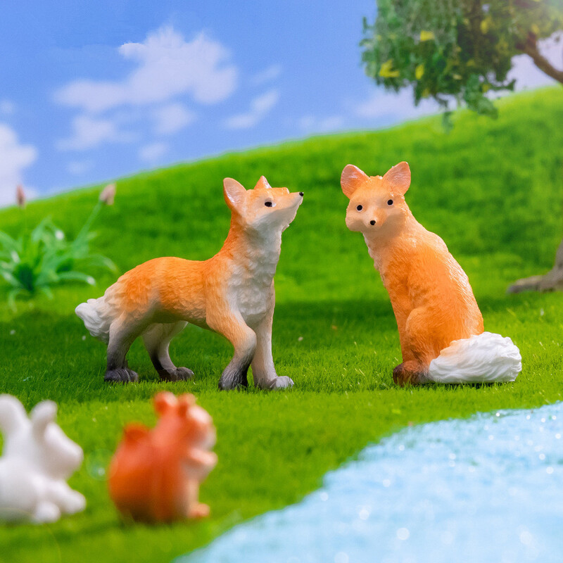 Figúrky, miniatúry, simulované líšky, zvieratá, mikro krajinné ozdoby pre domáce dekorácie, dekorácie izby, kawaii, stolové doplnky.