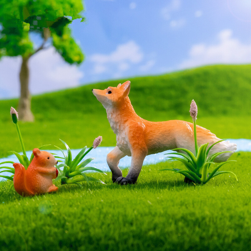 Figúrky, miniatúry, simulované líšky, zvieratá, mikro krajinné ozdoby pre domáce dekorácie, dekorácie izby, kawaii, stolové doplnky.