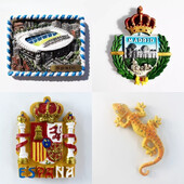 Nálepky na chladničku so štátnym znakom Španielska, korunou, jaštericou, štadiónom Bernabeu, Burgosom, Tenerife, suvenírmi, darčekmi, magnetmi na chladničku