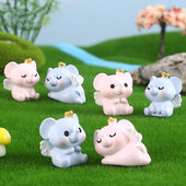 6 buc figurine miniaturale drăguț roz albastru elefant micro peisaj ornamente pentru decorarea interioară a camerei accesorii de birou kawaii