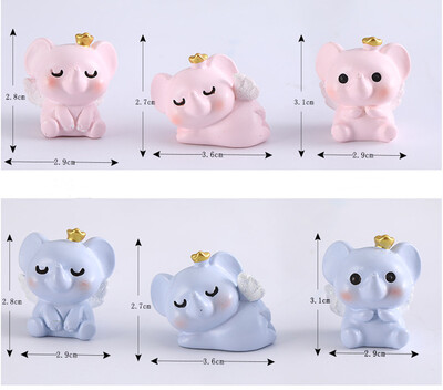 6 buc figurine miniaturale drăguț roz albastru elefant micro peisaj ornamente pentru decorarea interioară a camerei accesorii de birou kawaii