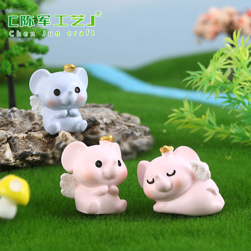 6 buc figurine miniaturale drăguț roz albastru elefant micro peisaj ornamente pentru decorarea interioară a camerei accesorii de birou kawaii