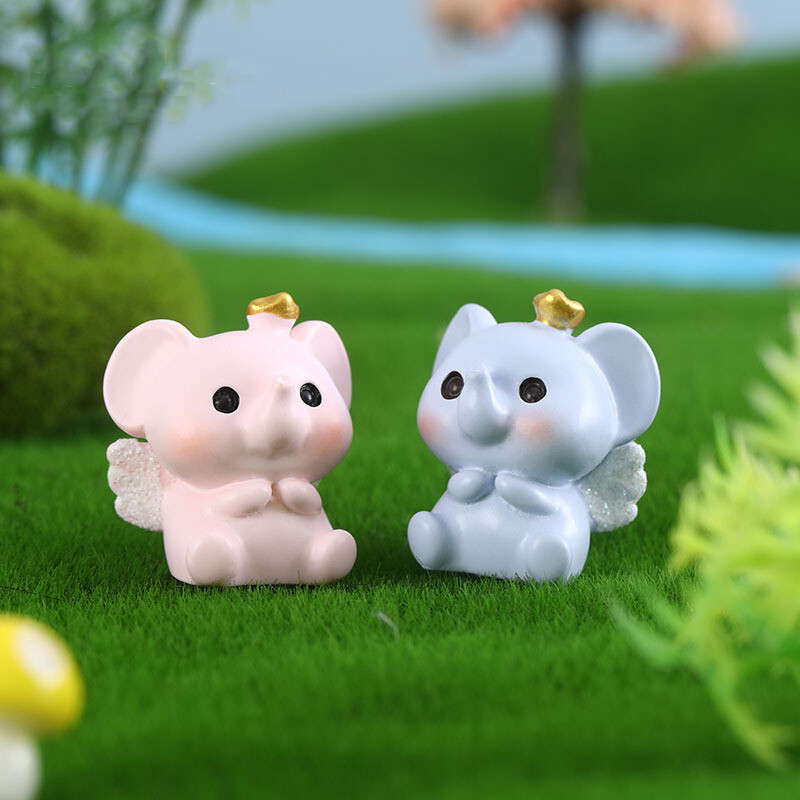 6 buc figurine miniaturale drăguț roz albastru elefant micro peisaj ornamente pentru decorarea interioară a camerei accesorii de birou kawaii