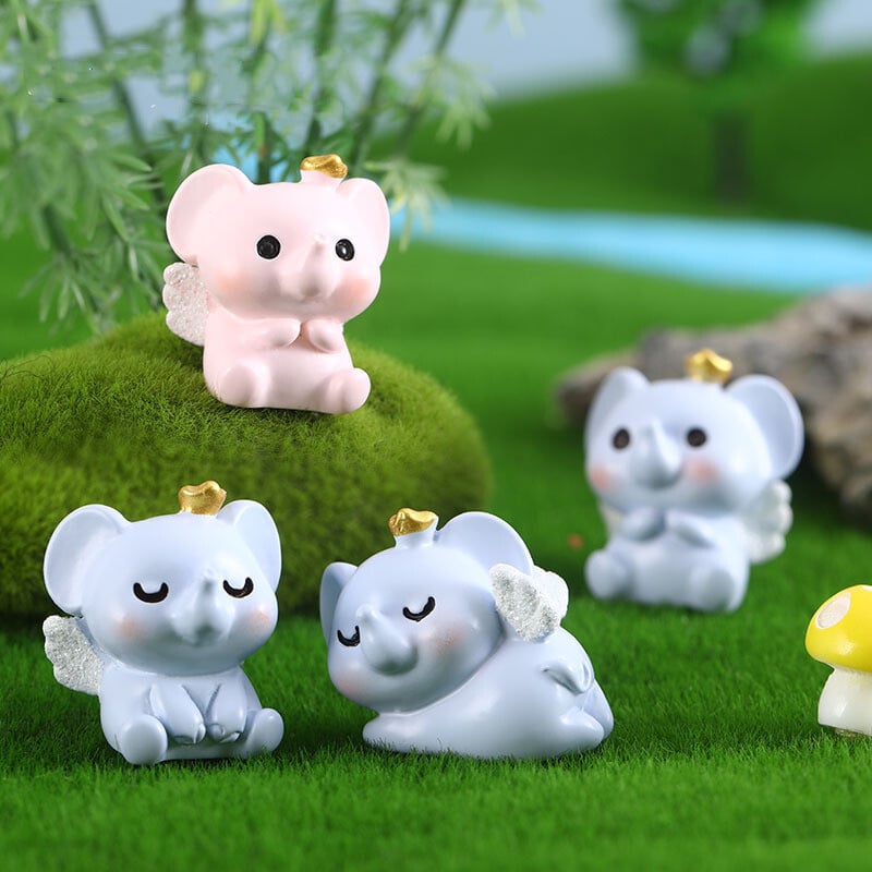 6 buc figurine miniaturale drăguț roz albastru elefant micro peisaj ornamente pentru decorarea interioară a camerei accesorii de birou kawaii