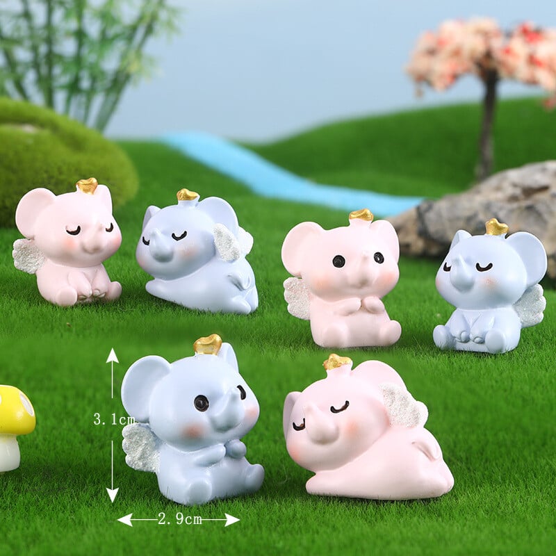 6 buc figurine miniaturale drăguț roz albastru elefant micro peisaj ornamente pentru decorarea interioară a camerei accesorii de birou kawaii