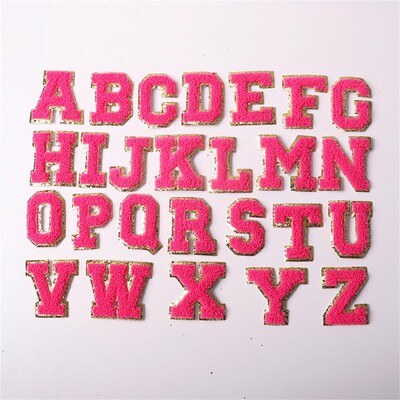 26 de patch-uri cu litere pentru îmbrăcăminte, alfabet roz, prosop, broderie, aplicații de călcat, haine pentru femei, insigne cu nume de bricolaj
