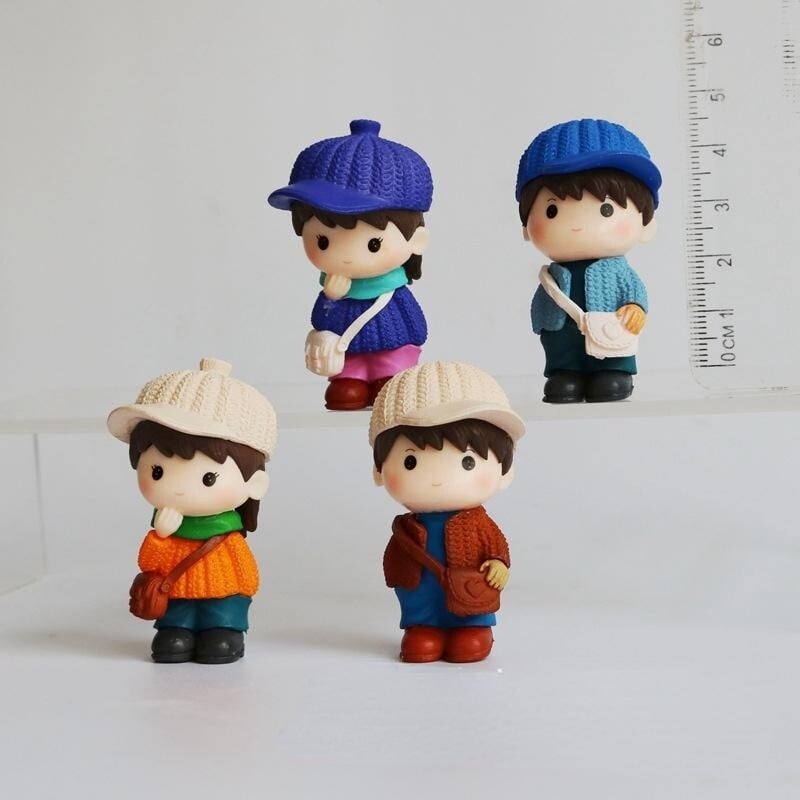 4 ks kreslených tašiek pre páry ozdôb, miniatúrnych záhradných miniatúrnych teráriumových figúrok, sukulentných ozdôb, bytových doplnkov