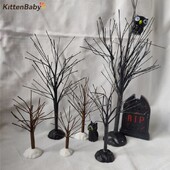 Babaház miniatűr fekete halloween halott fa juharlevél modell barkács babaház bútorokhoz karácsonyi jelenet díszítő kiegészítők