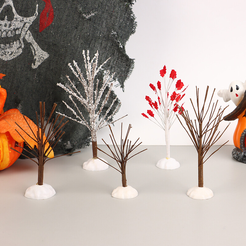 Babaház miniatűr fekete halloween halott fa juharlevél modell barkács babaház bútorokhoz karácsonyi jelenet díszítő kiegészítők