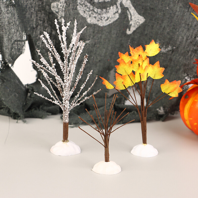 Babaház miniatűr fekete halloween halott fa juharlevél modell barkács babaház bútorokhoz karácsonyi jelenet díszítő kiegészítők