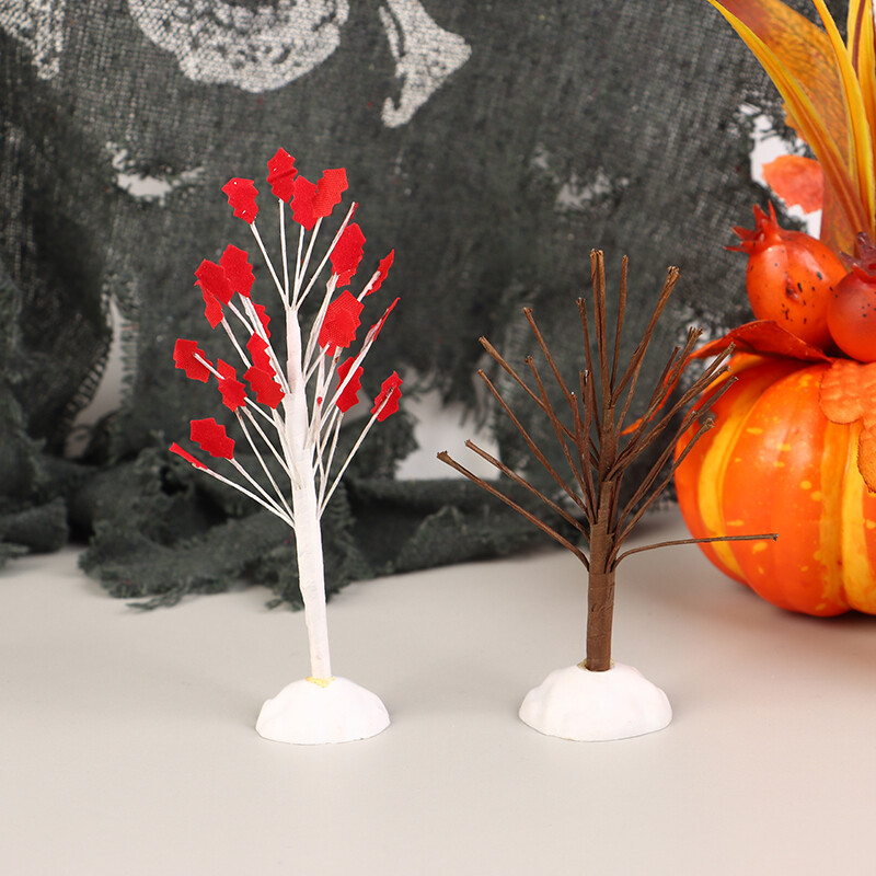 Babaház miniatűr fekete halloween halott fa juharlevél modell barkács babaház bútorokhoz karácsonyi jelenet díszítő kiegészítők