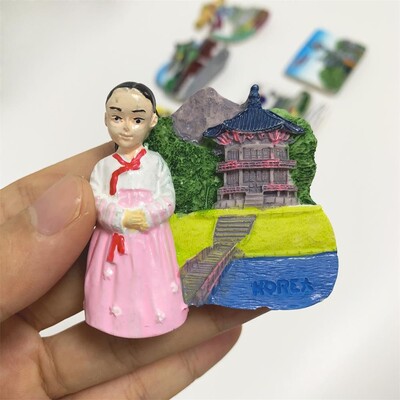 Veľkoobchodné magnety na chladničku, ručne maľované magnetické nálepky na chladničku, Kórea, Soul, ostrov Jeju, turistické suveníry, magnetické prispôsobenie